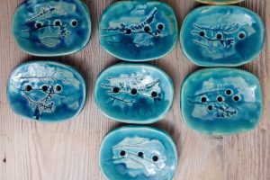 Ceramiczna mydelniczka Ziołowy błękit
